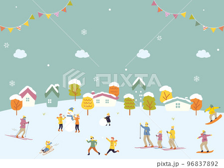ウインタースポーツを楽しむ人達 96837892