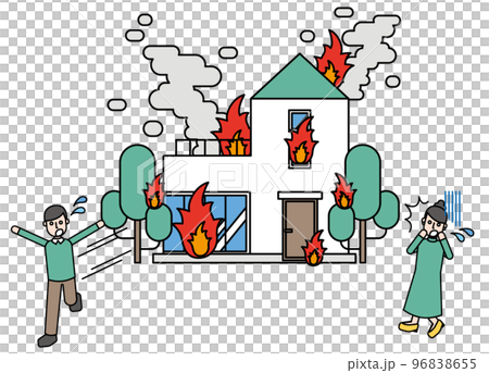 簡陋房屋因災害起火,居民逃離 簡陋房屋因災害起火,居民逃離 96838655