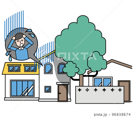 隣の家の樹木がはみ出し日陰になってしまった住宅と困る住民 隣の家の樹木がはみ出し日陰になってしまった住宅と困る住民 96838674