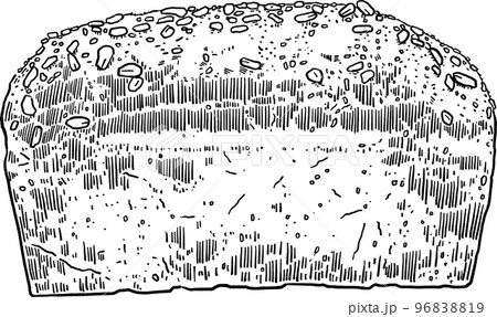 Bread loaf Whole wheat flour Hand drawn line art Food Illustration 96838819