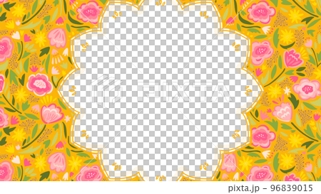 Asian-style bright floral frame/background material (horizontal orientation 16:9) Asian-style bright floral frame/background material (horizontal orientation 16:9) 96839015