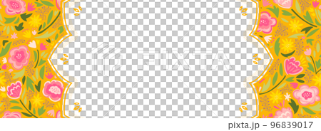 Asian-style vivid floral frame/background material (horizontal for banner) 96839017