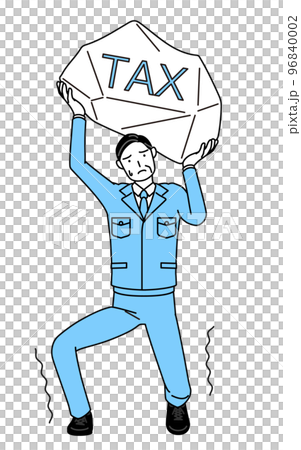 A man in work clothes suffering from tax increase (manager, manager, factory manager) 96840002
