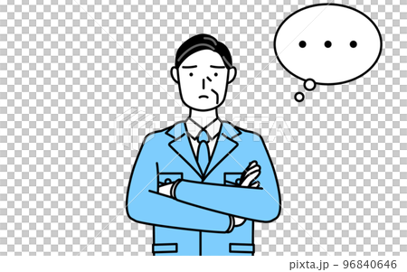 A man wearing work clothes thinking with his arms crossed (manager, manager, factory manager) 96840646