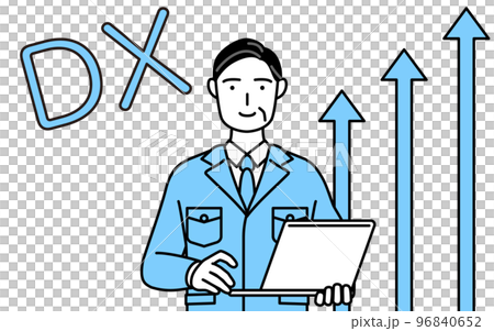 An image of DX conversion, a man wearing work clothes that succeeded in improving business (manager, manager, factory manager) 96840652