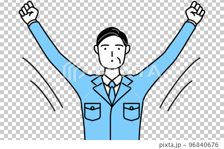 A man wearing work clothes taking a deep breath (manager, manager, factory manager) 96840676