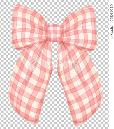 cute check striped ribbon hair bow tie watercolour illustration 96841019