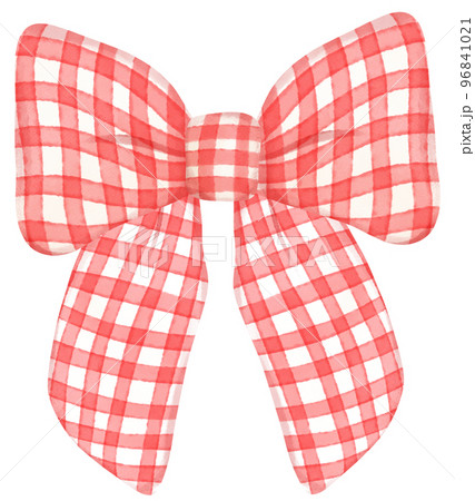 cute check striped ribbon hair bow tie watercolour illustration cute check striped ribbon hair bow tie watercolour illustration 96841021