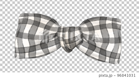 cute check striped ribbon hair bow tie watercolour illustration 96841031