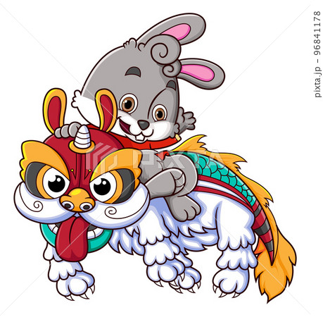 Rabbit Character Preparing For The Dragon Dance Performance of illustration 96841178