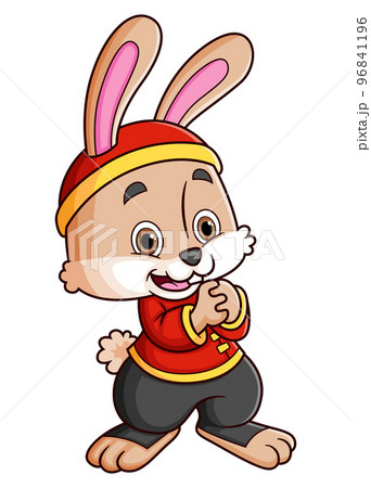 Cute Rabbit wearing Chinese traditional dress Cheongsam of illustration Cute Rabbit wearing Chinese traditional dress Cheongsam of illustration 96841196