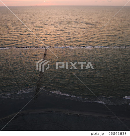Sandy beach and adriatic sea at sunrise Sandy beach and adriatic sea at sunrise 96841633