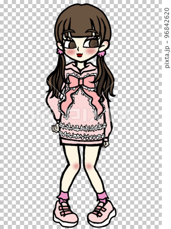 Girls wearing twintail ribbon lace clothes 96842620