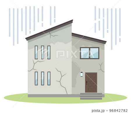 老朽化して薄汚れた家のイラスト(主線なし) 老朽化して薄汚れた家のイラスト(主線なし) 96842782