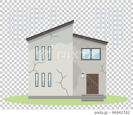 老朽化して薄汚れた家のイラスト(主線なし) 老朽化して薄汚れた家のイラスト(主線なし) 96842782
