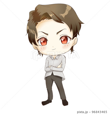 腕を組んで得意気なアニメキャラ風男子 96843465