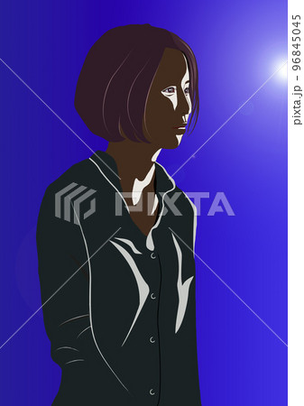 暗がりで光に当たる女性イラスト 暗がりで光に当たる女性イラスト 96845045
