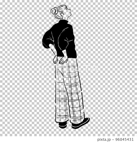 一個女人抬頭的線條畫 96845431