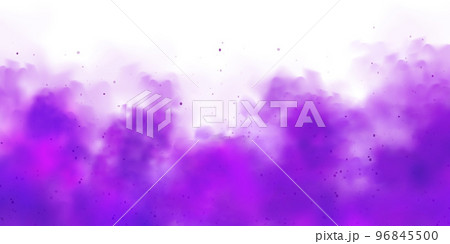 Violet colorful smoke clouds isolated on white background, realistic mist effect, fog. Vapor in the air, steam flow. Vector illustration Violet colorful smoke clouds isolated on white background, realistic mist effect, fog. Vapor in the air, steam flow. Vector illustration 96845500