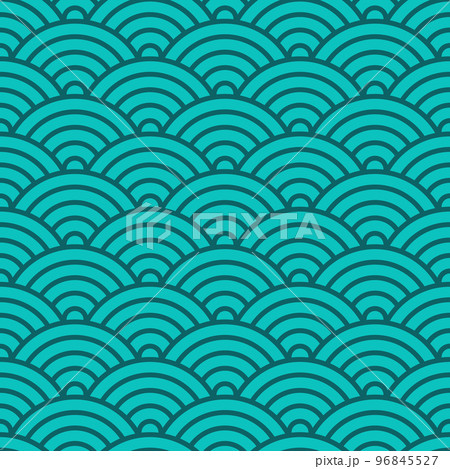 Chinese and Japanese seamless pattern. Traditional asian ornament, oriental New Year decoration. Modern red background, geometric texture with waves. Vector illustration 96845527