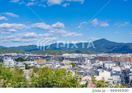 京都　船岡山から望む比叡山と京都市内 96846990