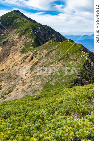長野県の中央アルプス極楽平付近から見る三ノ沢岳 96849612