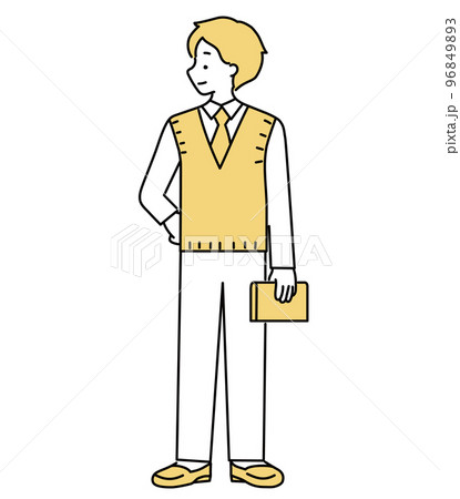 ベストを着た横向きの男性のイラスト ベストを着た横向きの男性のイラスト 96849893