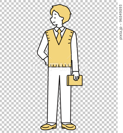 Illustration of a sideways man wearing a vest Illustration of a sideways man wearing a vest 96849893