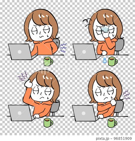 Female desk work worries Summary 96851909