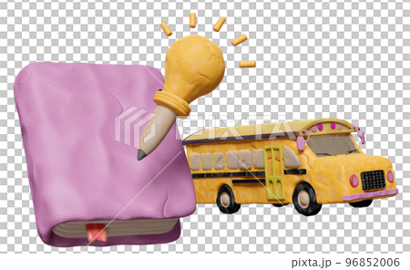 3d textbook plasticine, close book with school bus, light bulb, pencil clay isolated. idea tip education, knowledge creates ideas, clay toy icon concept, 3d render illustration 3d textbook plasticine, close book with school bus, light bulb, pencil clay isolated. idea tip education, knowledge creates ideas, clay toy icon concept, 3d render illustration 96852006
