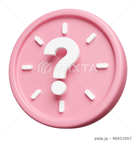 3d cartoon character pink alarm clock wake-up time morning with white question mark symbol isolated. minimal design, meeting time concept, 3d render illustration 3d cartoon character pink alarm clock wake-up time morning with white question mark symbol isolated. minimal design, meeting time concept, 3d render illustration 96852007