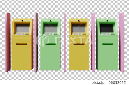 withdrawal cash with atm machine transaction isolated. 3d illustration, 3d render 96852055