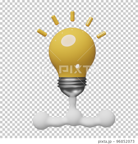 space ship or rocket launch,yellow light bulb with smoke isolated. start up template or business, idea tip concept, minimal abstract, 3d illustration, 3d render 96852073