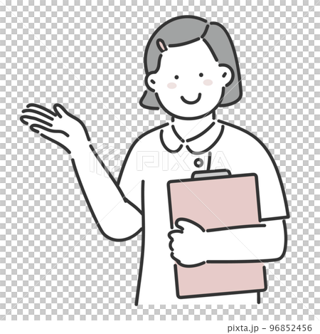 Illustration of a female nurse giving guidance 96852456