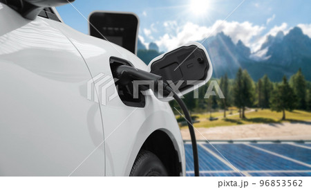 Progressive renewable and clean energy technology of EV car and solar cell. Progressive renewable and clean energy technology of EV car and solar cell. 96853562