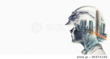 Building construction engineering project devotion with double exposure design 96854288