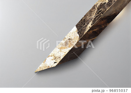 Splendid marble abstract with gold geometric in digital art AI generated image. 96855037