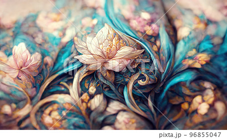Spectacular abstract of flower pattern design 3D illustration digital art. 96855047