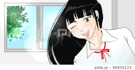 元気いっぱい　女子学生のイラスト(7) 96856223