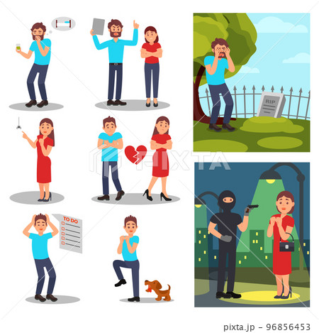 Stressed People Characters Having Different Fears and Phobia Big Vector Set Stressed People Characters Having Different Fears and Phobia Big Vector Set 96856453