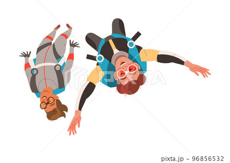 Man Characters Skydiving Falling Down with Parachute Vector Illustration Man Characters Skydiving Falling Down with Parachute Vector Illustration 96856532