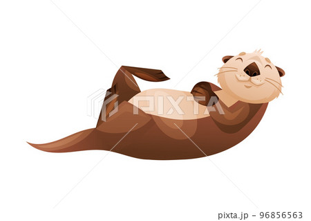 Swimming Sea Otter as Marine Mammal and Aquatic Creature with Brown Coat and Long Tail Vector Illustration Swimming Sea Otter as Marine Mammal and Aquatic Creature with Brown Coat and Long Tail Vector Illustration 96856563