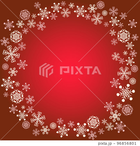 イラスト素材: 雪の結晶のリース　赤 96856801