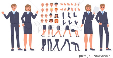 Cartoon business people constructor. Businessman and businesswoman creator, part of body, hair and emotions. Snugly office workers vector characters Cartoon business people constructor. Businessman and businesswoman creator, part of body, hair and emotions. Snugly office workers vector characters 96856907
