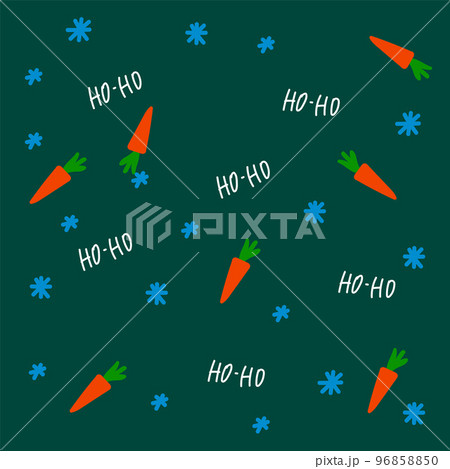 New Year's pattern for the year of the hare. Merry Christmas and Happy New Year for posters, holiday covers. With carrot hare inscription in doodle background. 96858850