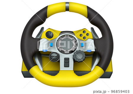 Realistic leather steering wheel isolated on a white background. Realistic leather steering wheel isolated on a white background. 96859403