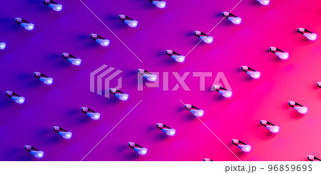 Set of various virtual reality goggles in line. 3d render 96859695