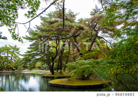 国指定史跡・名勝 有備館 回遊式池泉庭園 鶴ヶ島と亀子中島の松 国指定史跡・名勝 有備館 回遊式池泉庭園 鶴ヶ島と亀子中島の松 96859883
