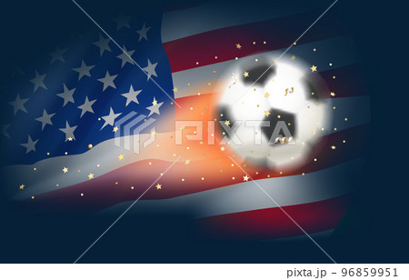 Flying soccer ball with flag of USA. 3d vector illustration 96859951