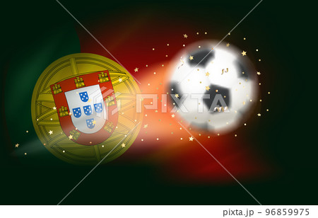 Flying soccer ball with flag of Portugal. 3d vector illustration 96859975